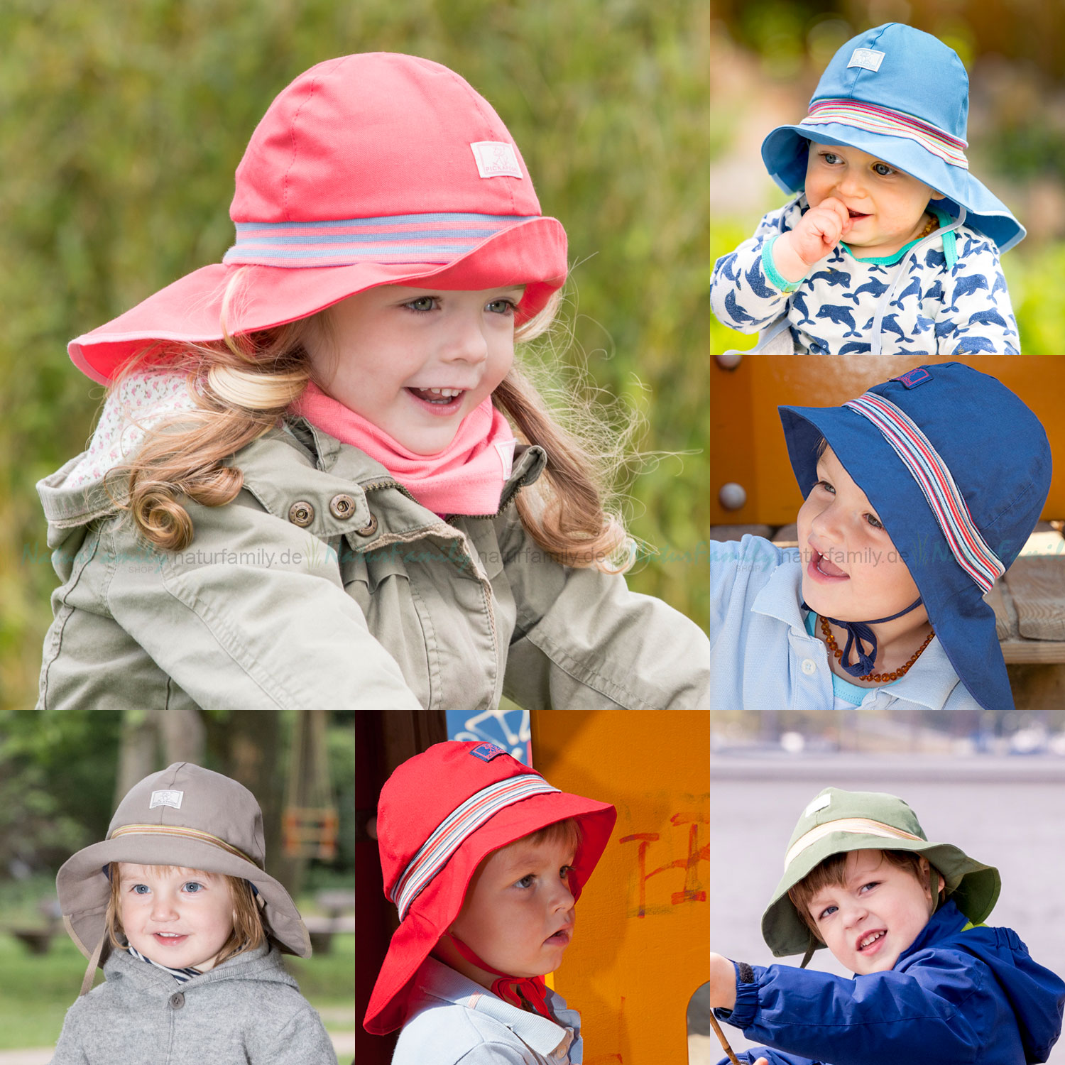Pickapooh Kinder Sonnenhut FEUERWEHR, mit UV-Schutz Bio-Baumwolle Baby Mütze